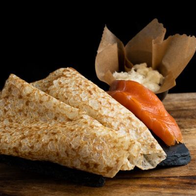 Creps de salmó fumat i Brie